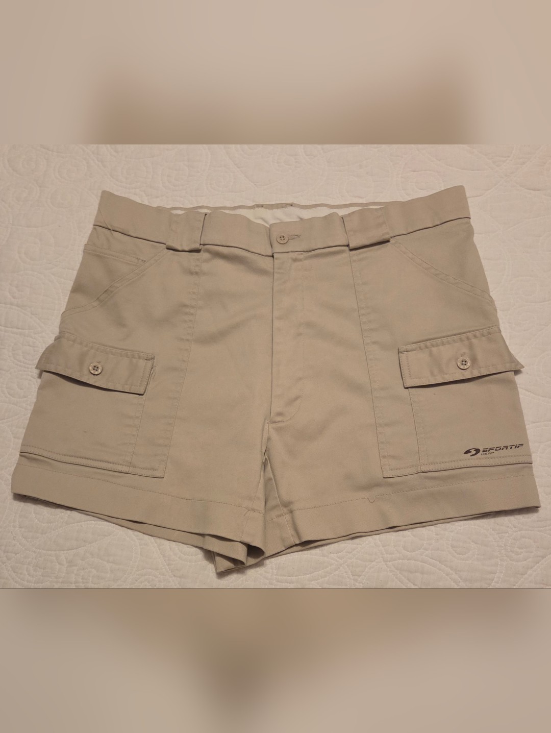 Sportif Beige Cargo Boating Shorts For Men. Size 36